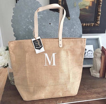 Load image into Gallery viewer, Personalized Initial Monogrammed Jute Bag