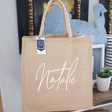 Load image into Gallery viewer, Personalized Name Jute Tote Bags