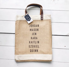 Load image into Gallery viewer, Custom Tall Market Jute Tote Bag