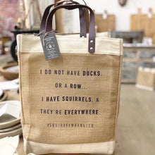 Load image into Gallery viewer, Squirrel Wrangler Jute Tote Bag