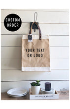 Load image into Gallery viewer, Custom Tall Market Jute Tote Bag