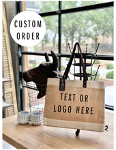 Load image into Gallery viewer, Custom Wide Jute Tote Bag