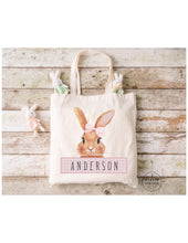 Load image into Gallery viewer, Personalized Easter Basket Tote Bag | Easter Gift Ideas| Easter Bunny Bags | Easter Tote Bag |Girls Easter Bag|Easter Bag|Bunny Tote|PINK
