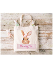 Load image into Gallery viewer, Personalized Easter Basket Tote Bag | Easter Gift Ideas| Easter Bunny Bags | Easter Tote Bag |Girls Easter Bag|Easter Bag|Bunny Tote|PINK