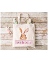 Load image into Gallery viewer, Personalized Easter Basket Tote Bag | Easter Gift Ideas| Easter Bunny Bags | Easter Tote Bag |Girls Easter Bag|Easter Bag|Bunny Tote|PINK