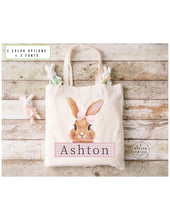 Load image into Gallery viewer, Personalized Easter Basket Tote Bag | Easter Gift Ideas| Easter Bunny Bags | Easter Tote Bag |Girls Easter Bag|Easter Bag|Bunny Tote|PINK