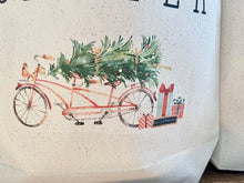 Load image into Gallery viewer, Vintage Christmas Tote bag|Personalized Christmas bag|Canvas Tote Bag|Plaid Christmas bag|Holiday Gift Bag|Childs Christmas Bag
