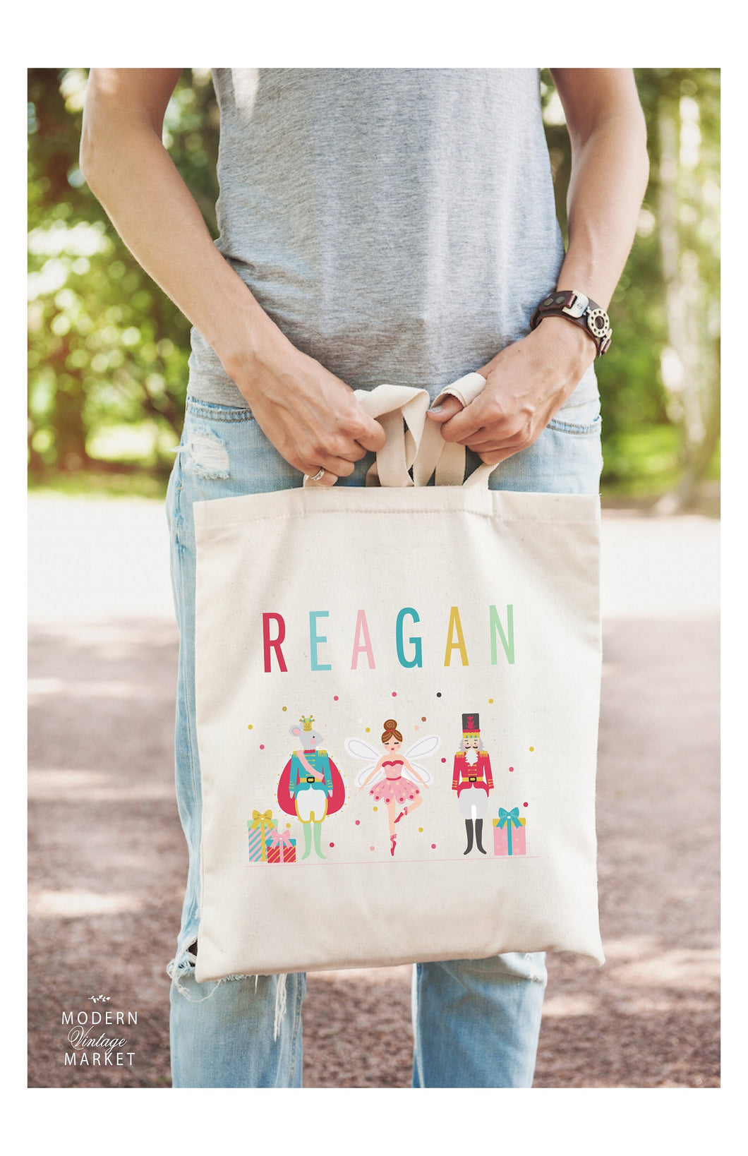 NUTCRACKER Christmas Tote bag|Personalized Christmas bag|Canvas Tote Bag|Clara Ballet bag|Holiday Gift Bag|Childs Christmas Bag|Dancer Gift