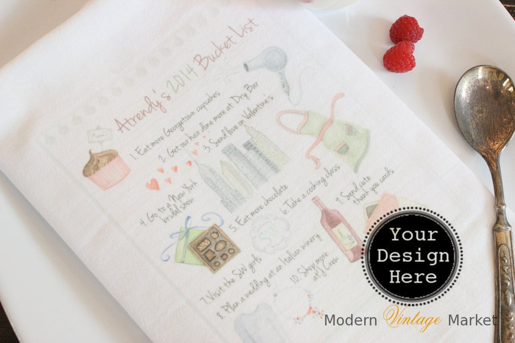 Custom Kitchen Towel- Tea Towel- Your logo Towel - Your Design- Floursack Kitchen Towels - Dish Towel - Tea Towel