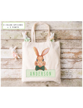 Load image into Gallery viewer, Personalized Easter Basket Tote Bag|Easter Gift Ideas|Easter Bunny Bags|Easter Tote Bag|Girls Easter Bag|Boys Easter Bag|Bunny Tote|GREEN
