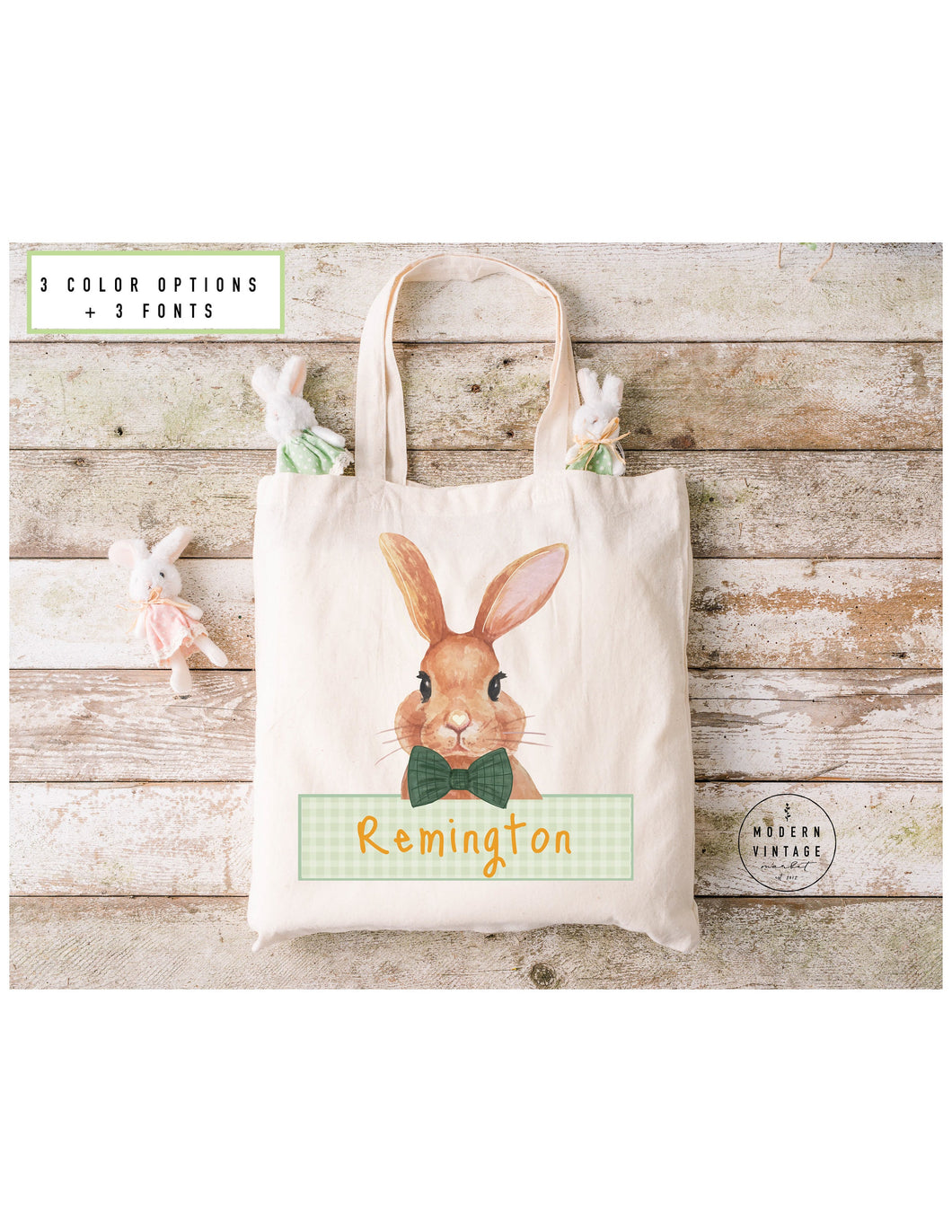 Personalized Easter Basket Tote Bag|Easter Gift Ideas|Easter Bunny Bags|Easter Tote Bag|Girls Easter Bag|Boys Easter Bag|Bunny Tote|GREEN