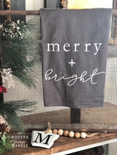 Load image into Gallery viewer, Merry and Bright (Gray) Tea Towel
