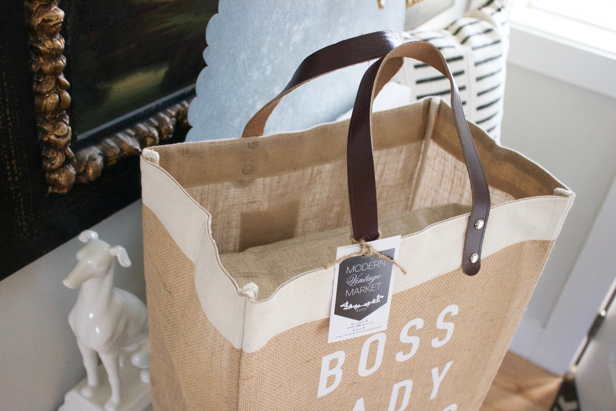 Burlap on sale market bag
