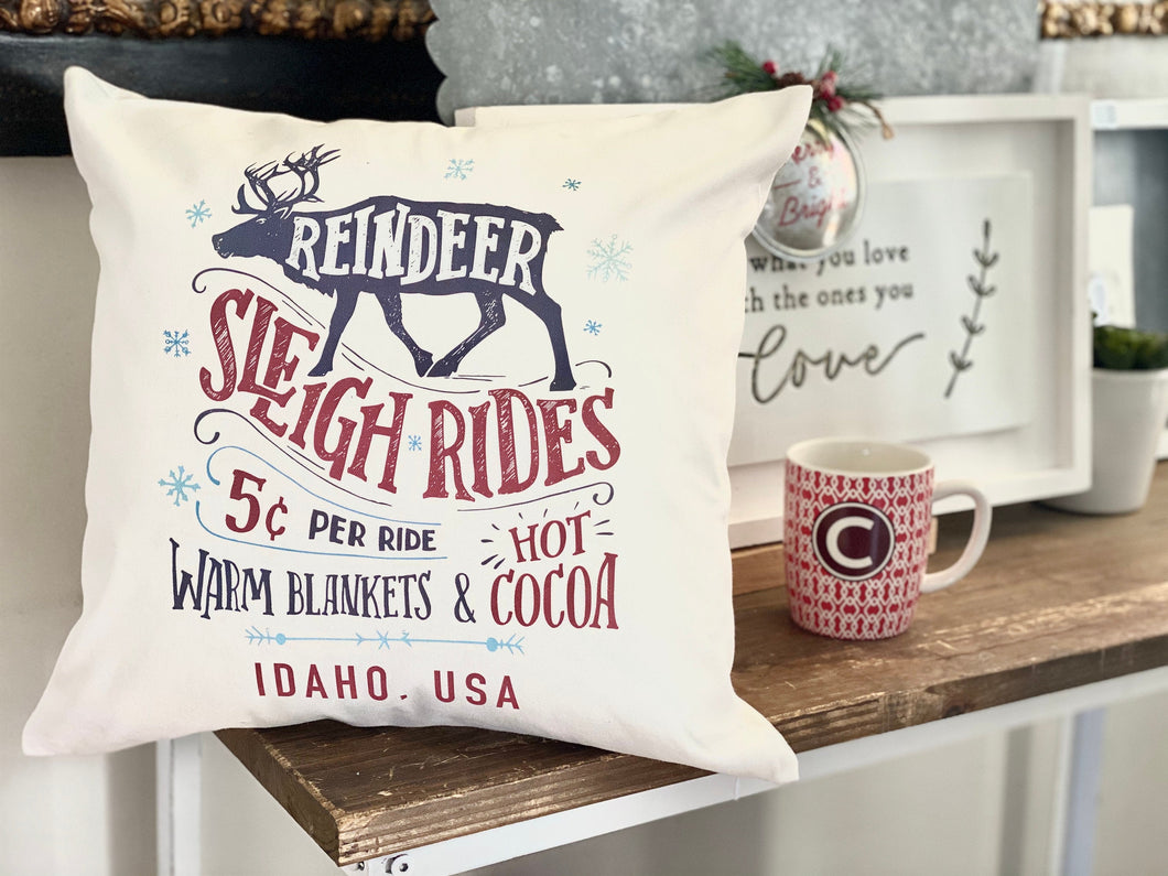 Sleigh Rides Farmhouse Christmas Pillow Cover